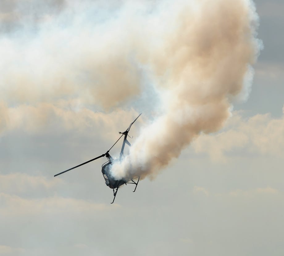 Helicopter smoking mid air