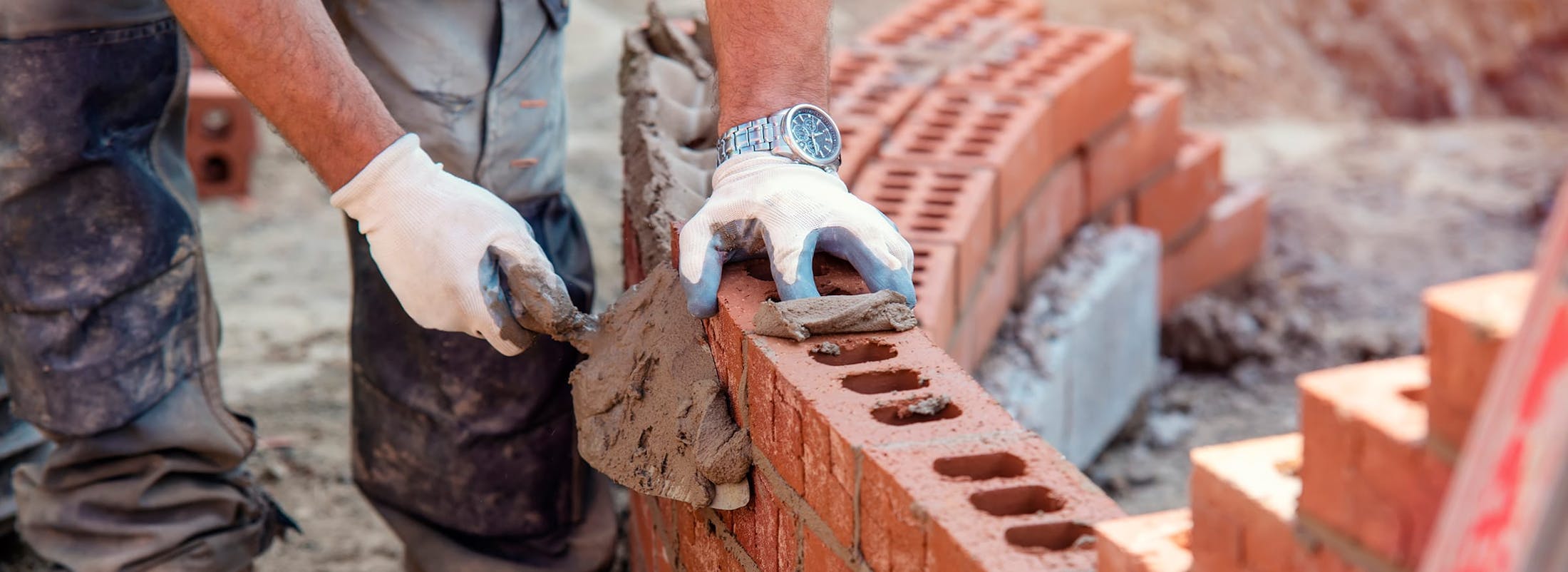 Bricklayer at work
