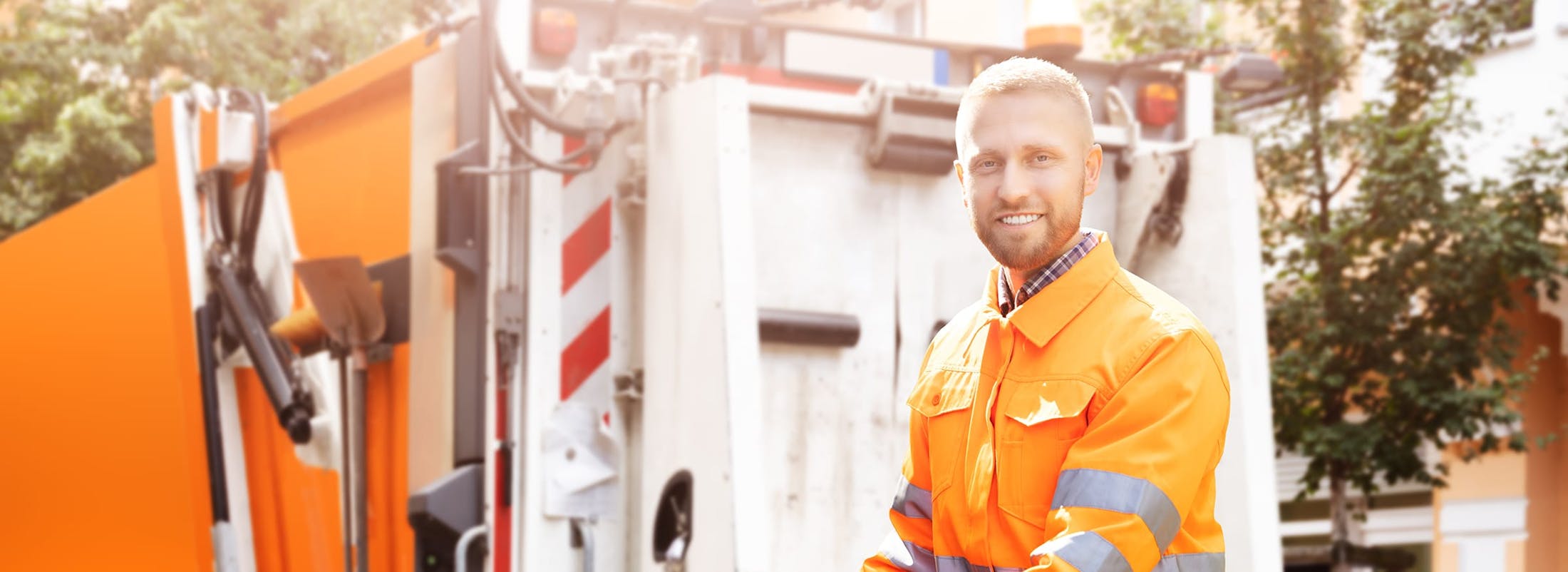 Worker smiling at camera