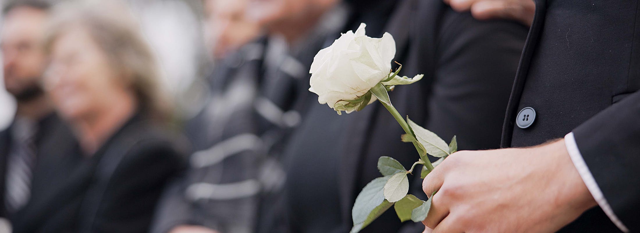 Person holding a flower at a funeral