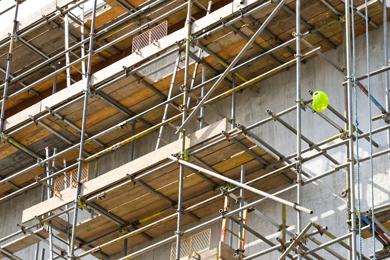 A scaffold on a building