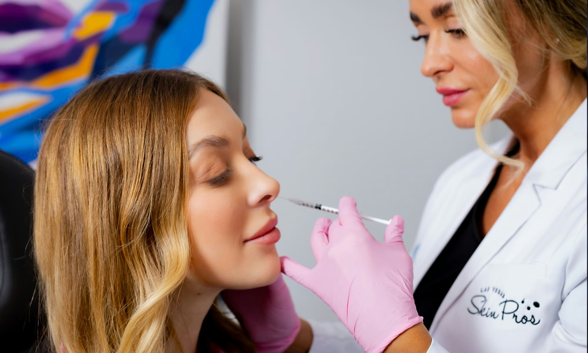 Woman during injectable treatment