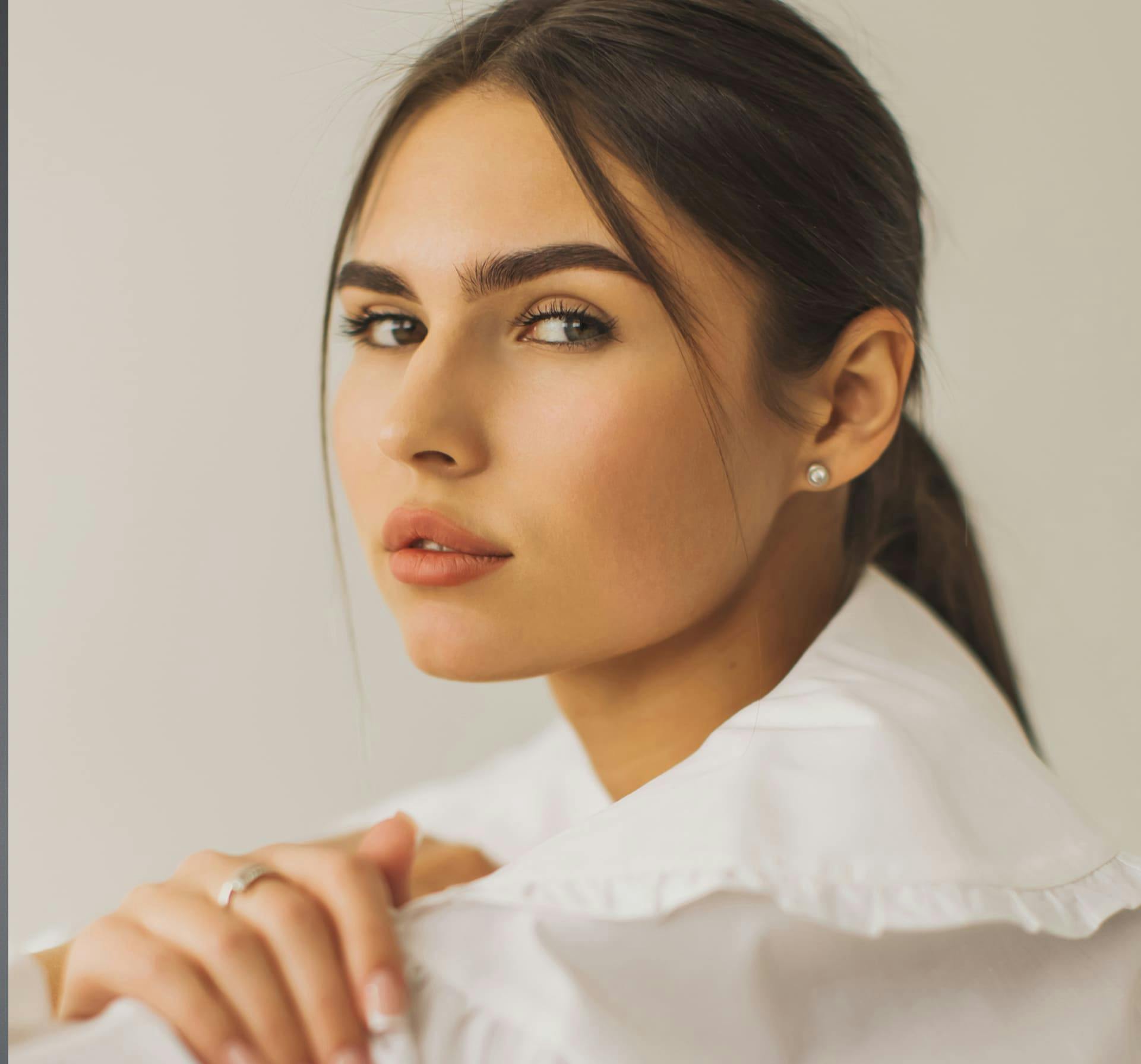 Woman looking over shoulder