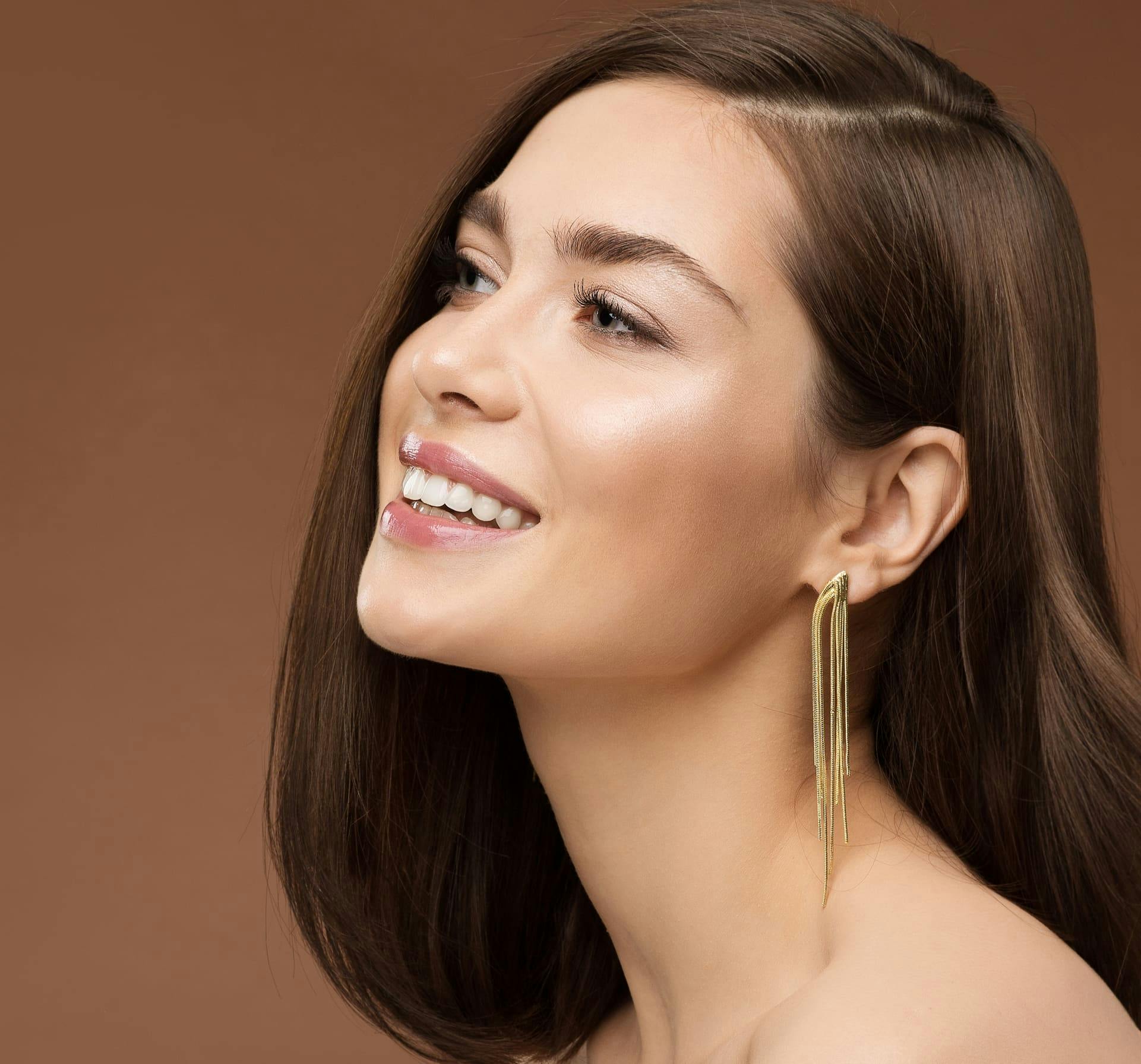 Woman smiling and looking up