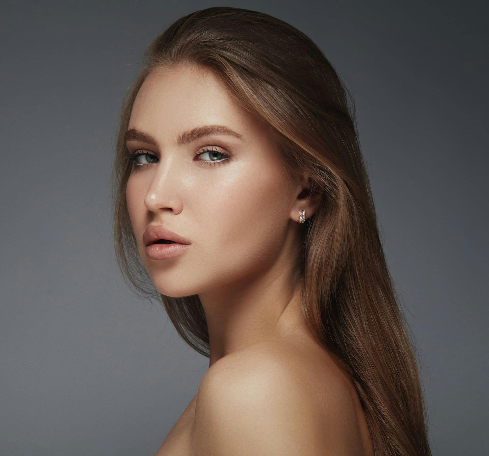 Woman looking over her shoulder