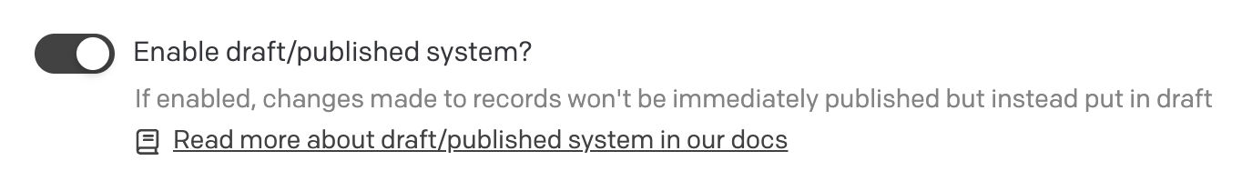 "Enable draft/publihsed system"-Option in Model-Einstellungen in DatoCMS