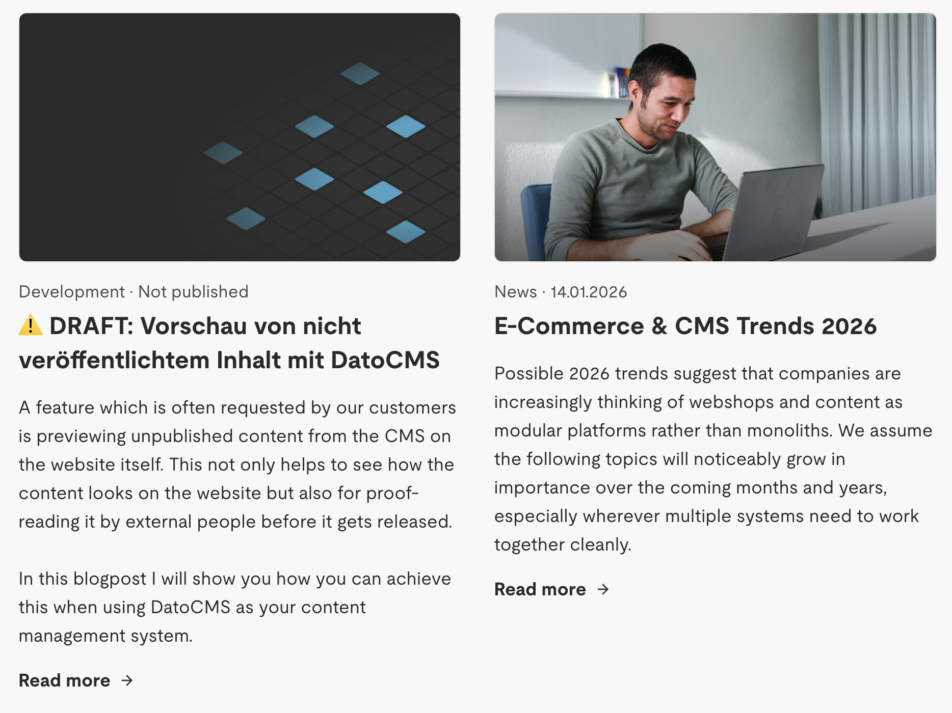 Klar ausgewiesener Veröffentlichungsstatus eines Blogposts