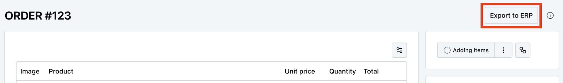 Zusätzlicher "Export to ERP" Button auf der Bestelldetailseite