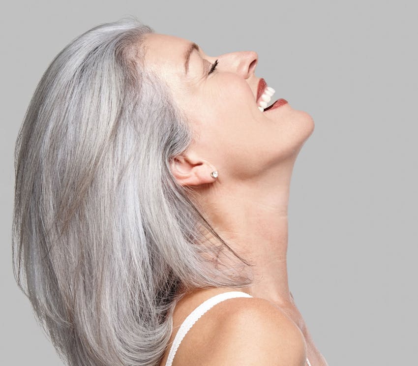 woman with pretty gray hair