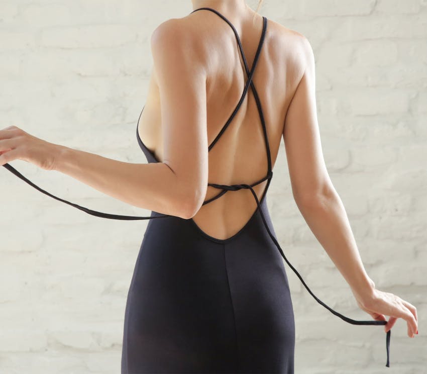 Woman in black dress