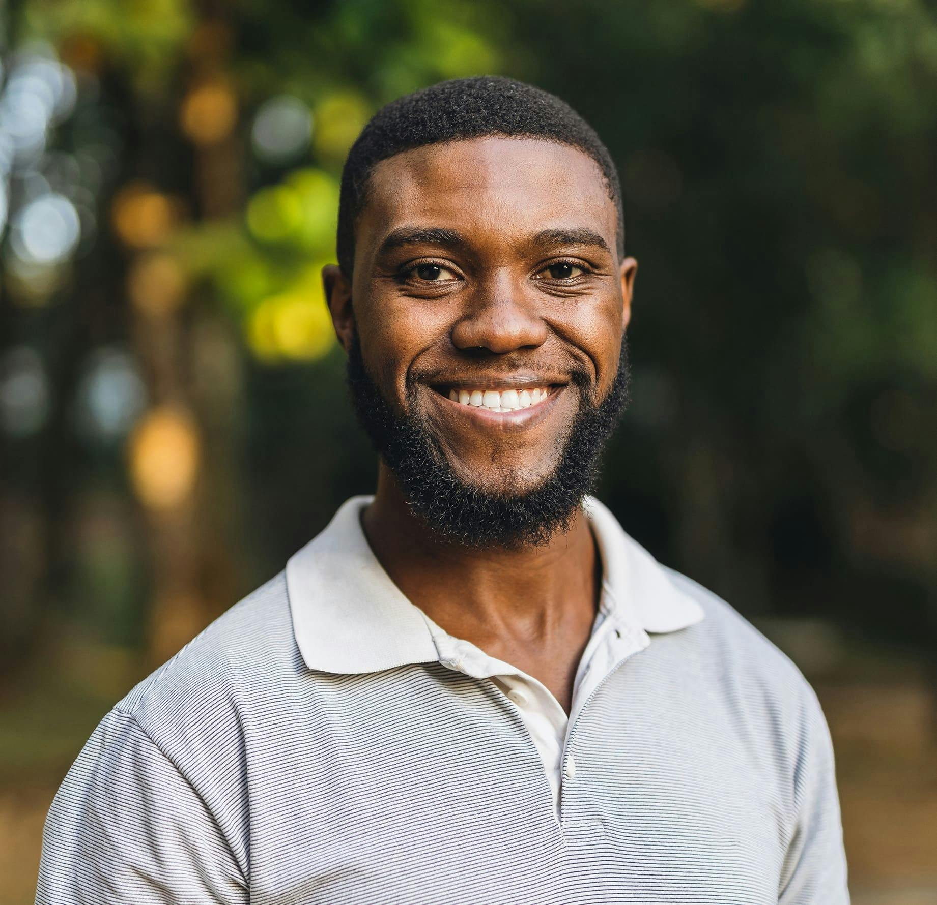 man smiling forward