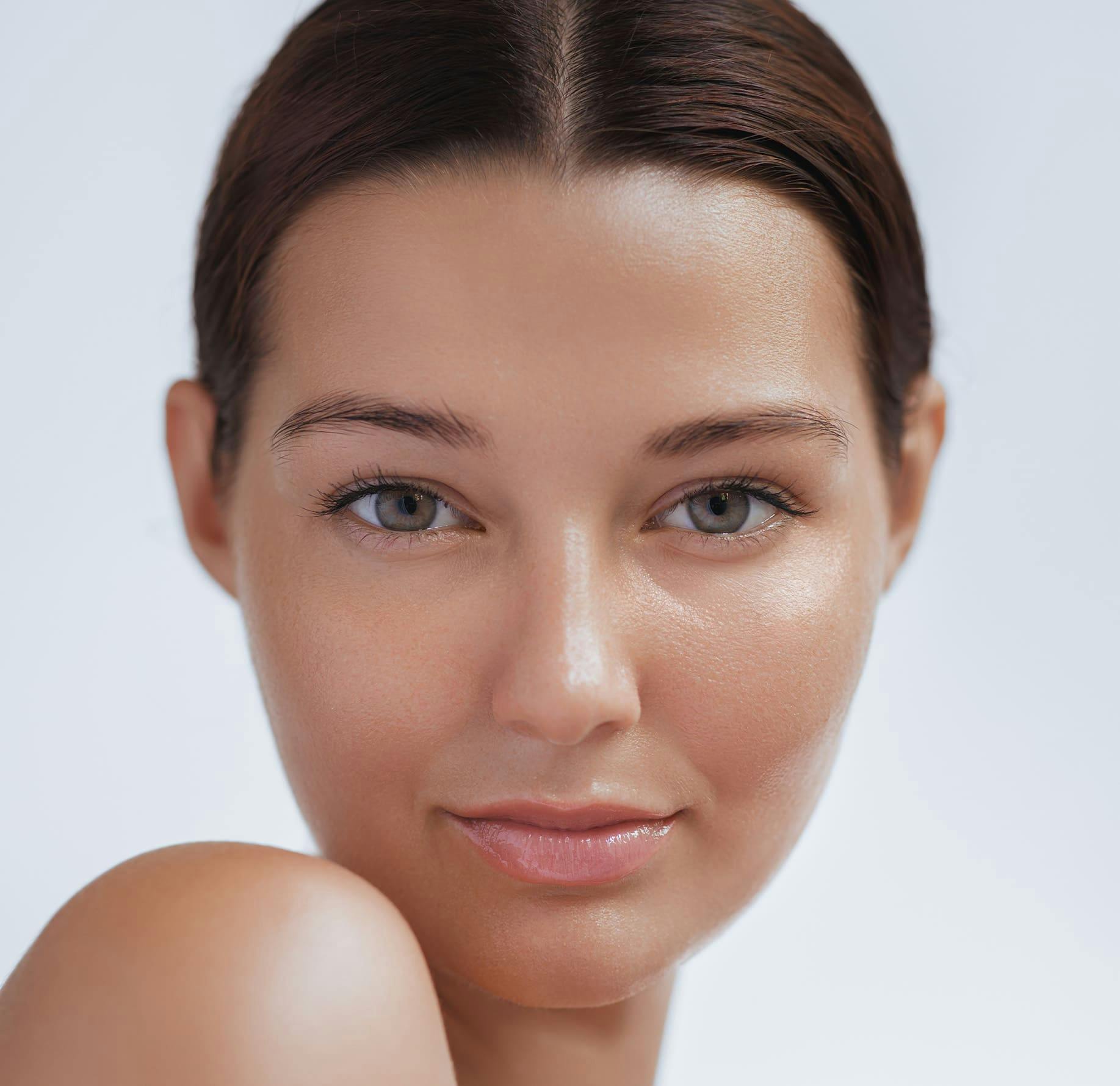 woman with a slick back hairstyle facing forward