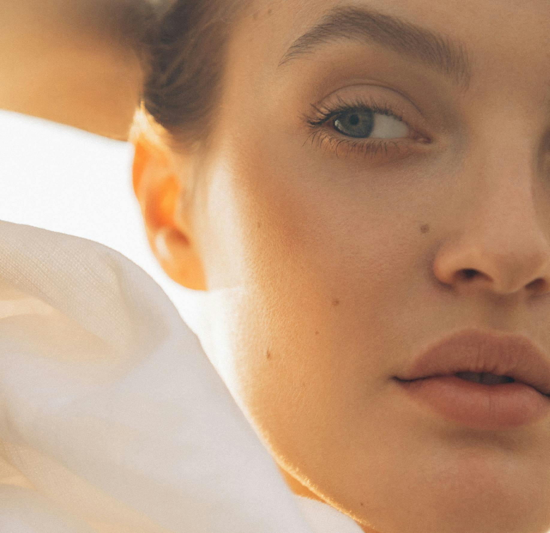 close up of half of a woman's face