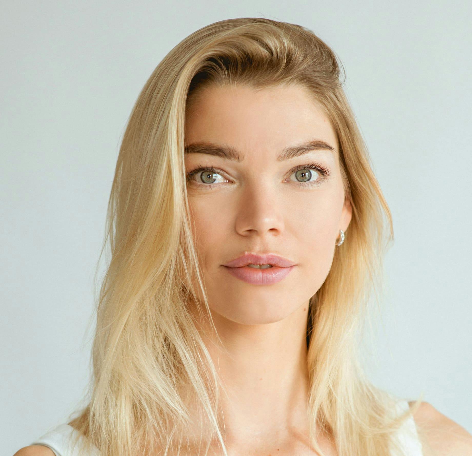 Close up of blonde woman smiling