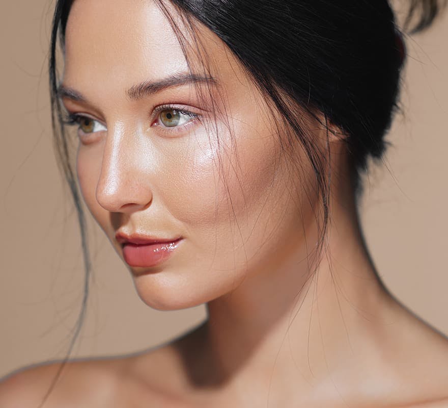 close up on woman's face