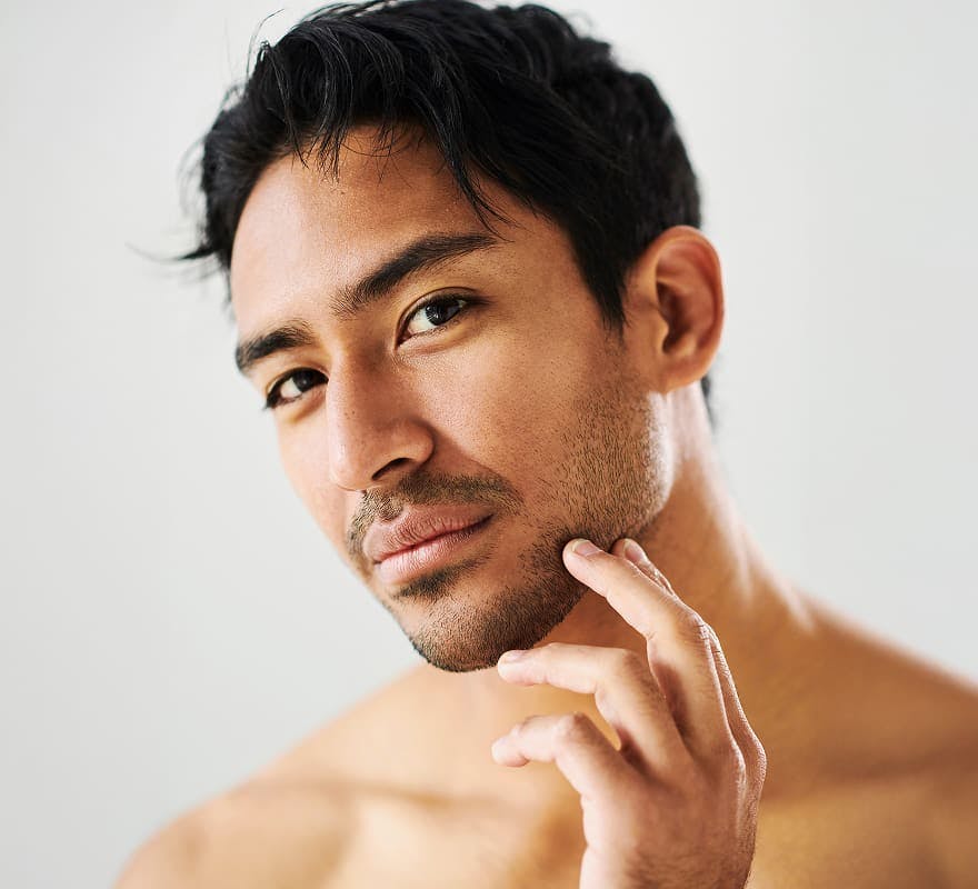 man turning his head slightly