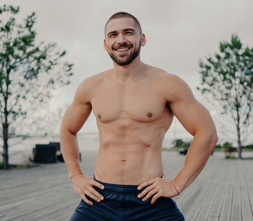 man thats shirtless and facing forward