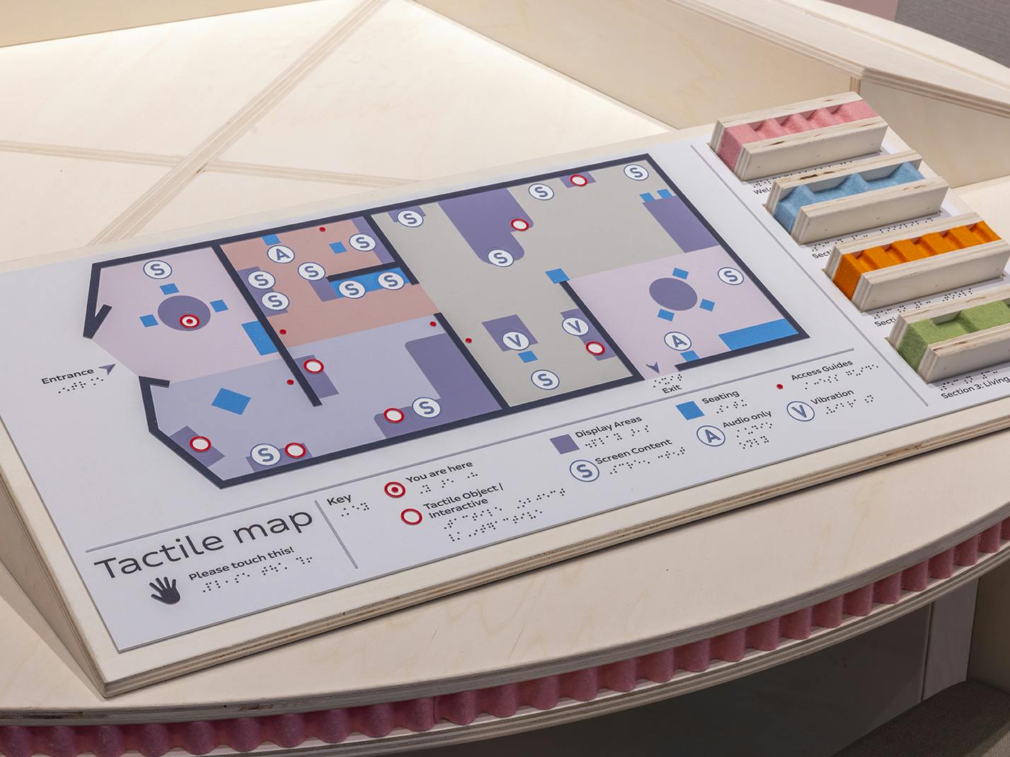 London, V&A South Kensington. "Design and Disability" exhibition. London, V&A South Kensington. "Design and Disability" exhibition. Tactile map.