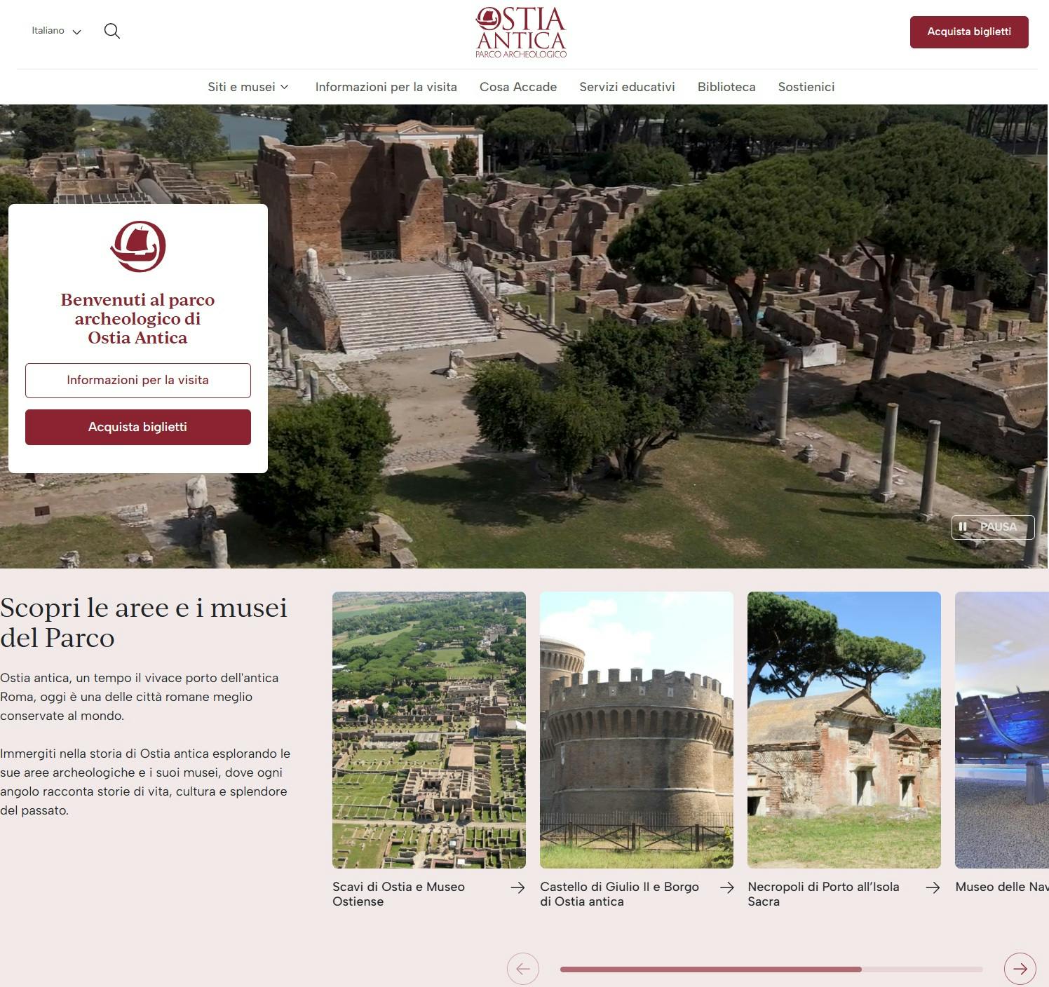 Ostia Antica website screenshoot