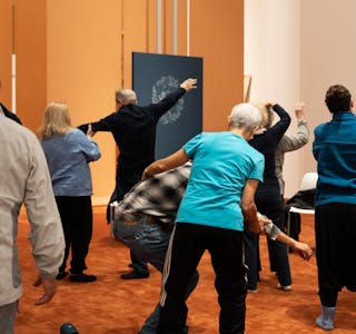 Prato, Centro per l'Arte Contemporanea Luigi Pecci. Laboratorio di attivita espressive rivolto a persone con Parkinson negli spazi della mostra "Eccentrica", Dance Well. Prato, Centro per l'Arte Contemporanea Luigi Pecci. Laboratorio di attivita espressive rivolto a persone con Parkinson negli spazi della mostra "Eccentrica", Dance Well.