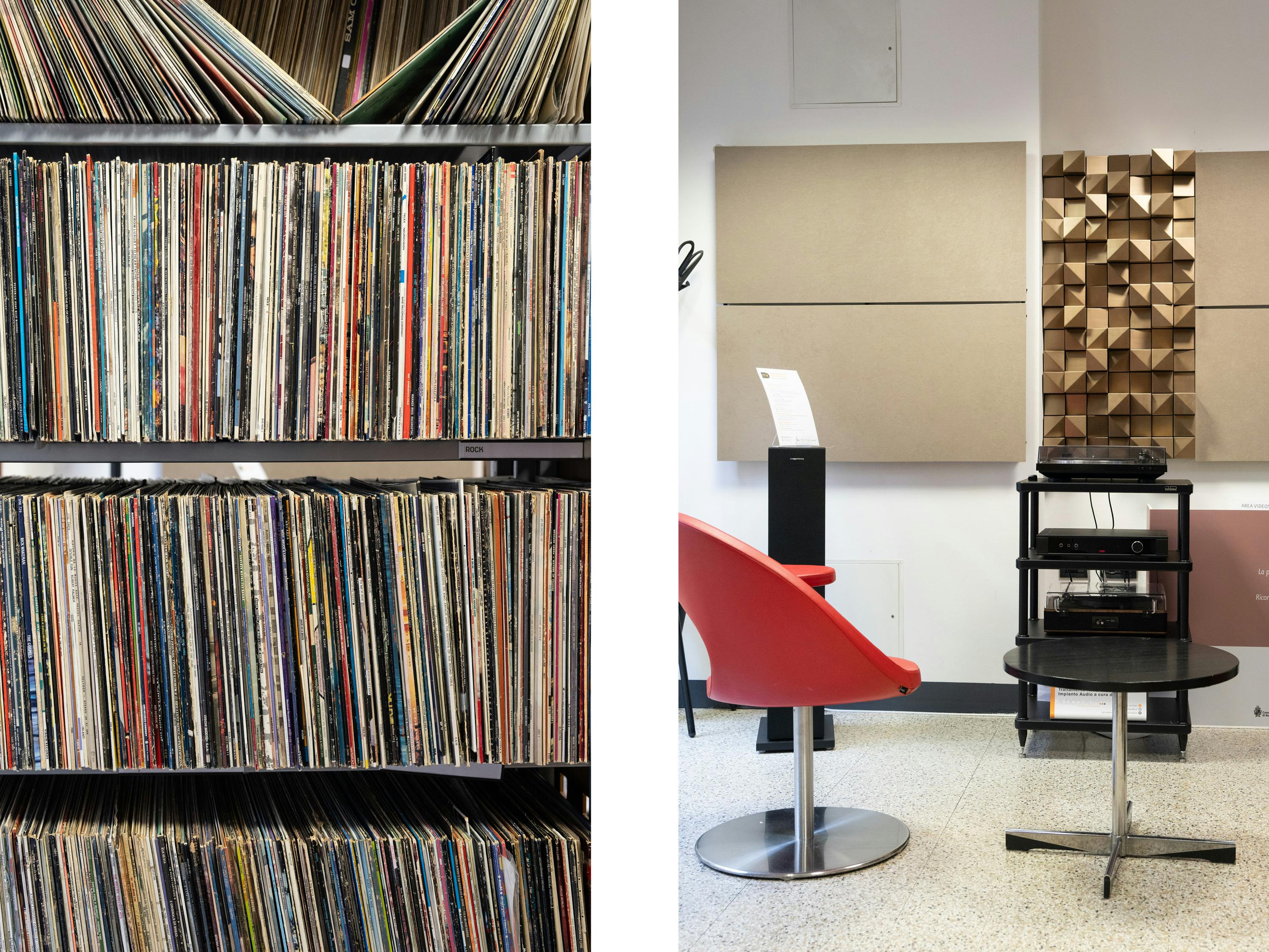 Bologna, Biblioteca Salaborsa. Bologna, Biblioteca Salaborsa. Montaggio: discoteca e postazione per ascolto