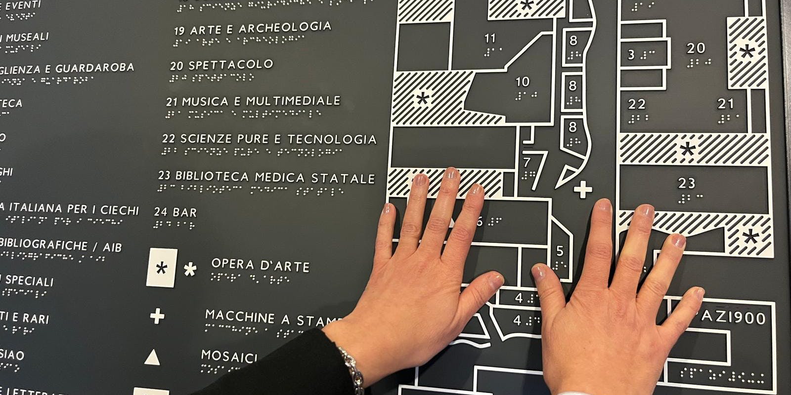 Roma, Biblioteca Nazionale Centrale, tactile map in Braille Roma, Biblioteca Nazionale Centrale, tactile map in Braille