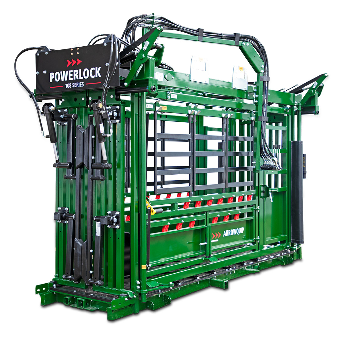 Powerlock 108 series Hydraulic cattle chute with palpation cage