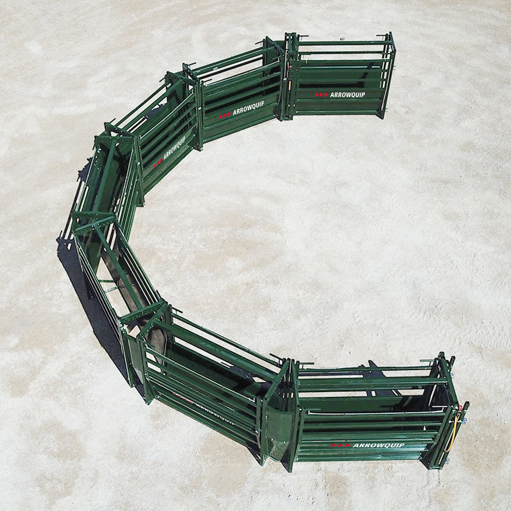Overhead view of 180 degree Easy Flow Elite adjustable cattle alley
