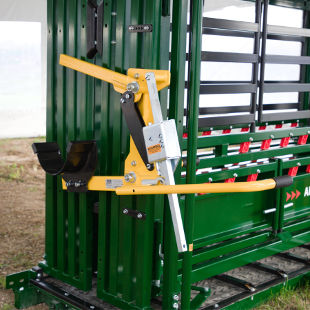 Head Holder close up side angle on cattle chute