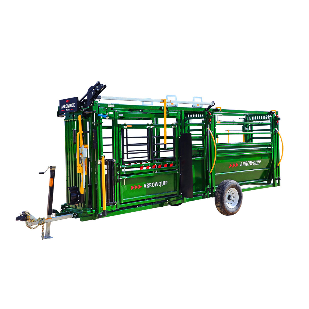 Arrowlock 75 portable squeeze chute and alley ready to be transported