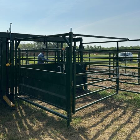 Close up Heeler 87C portable corral Bud Box set up ready to work cattle