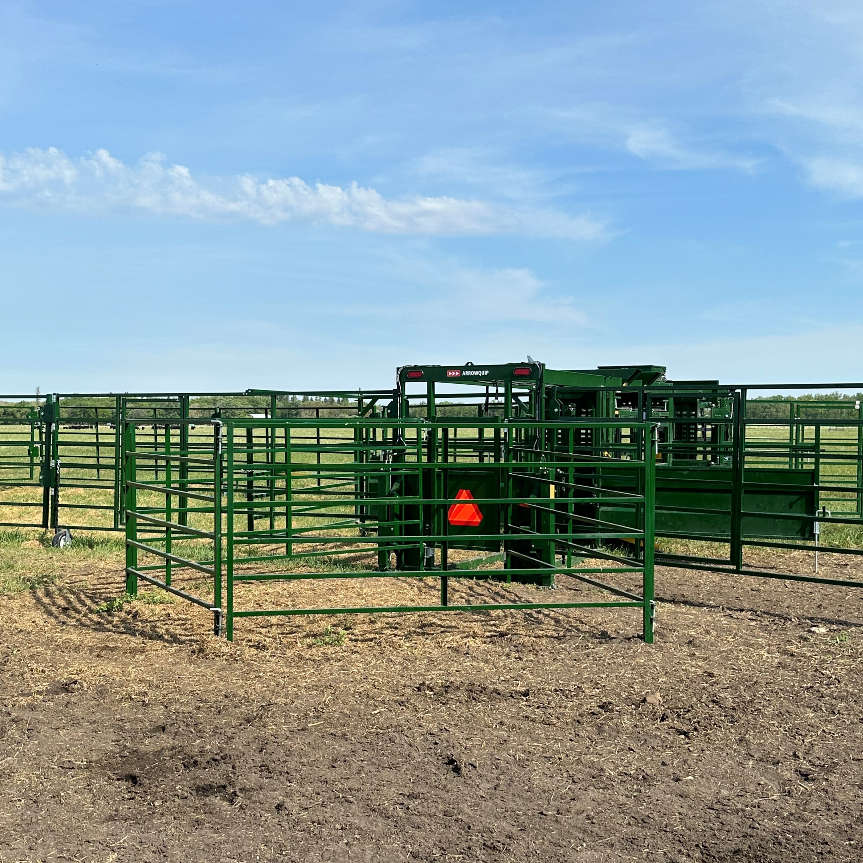 Heeler 87C Manual Portable Corral set up back view of third pen to sort cattle out the back