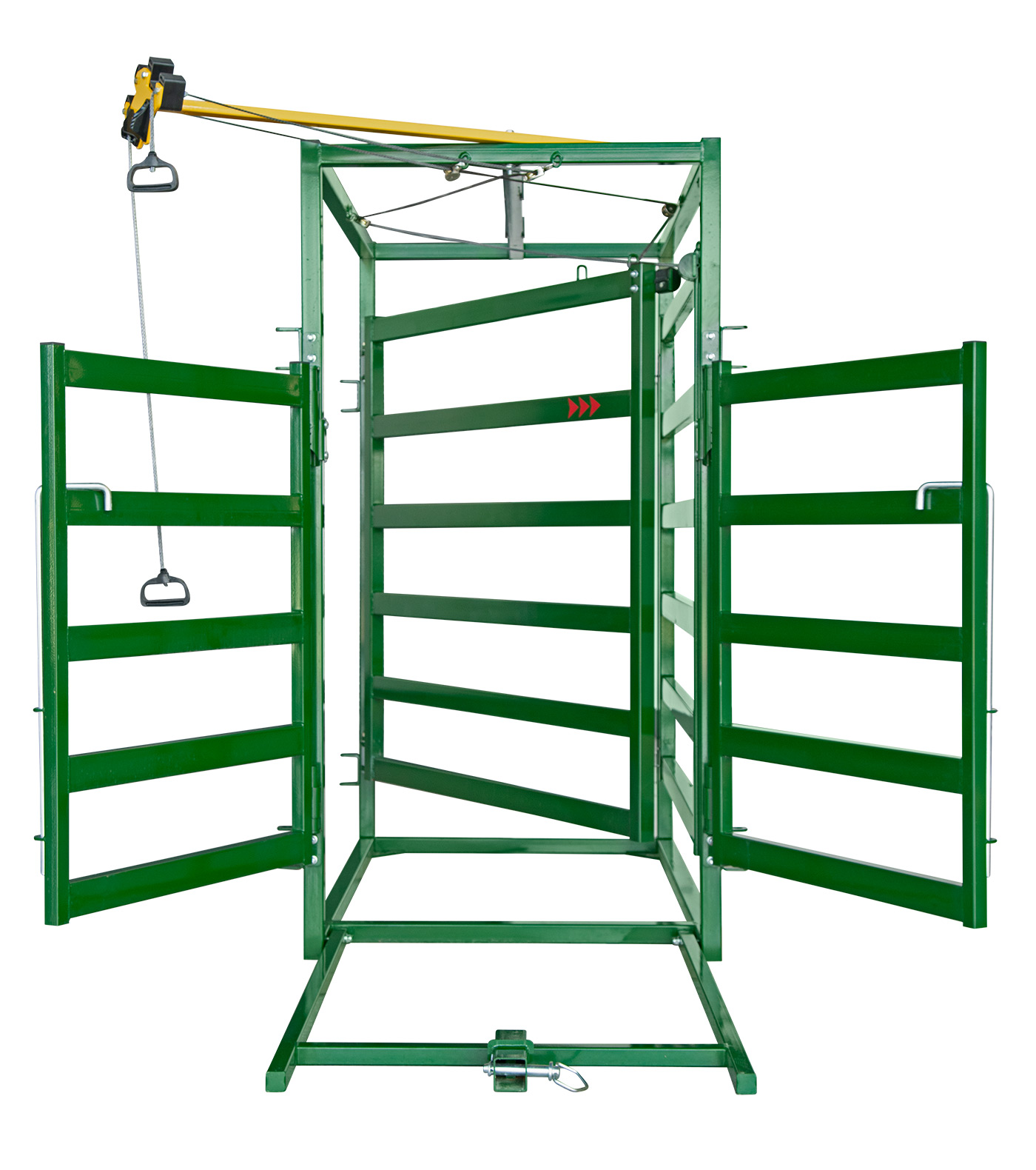 Front view of post chute draft module with connecting doors and left sort gate open
