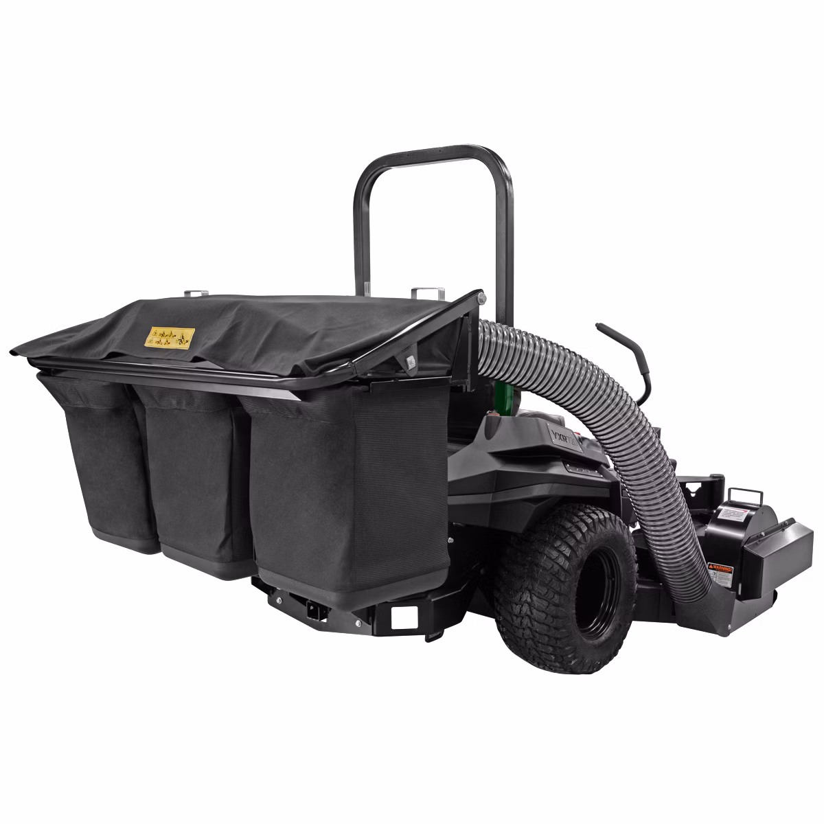 Triple bagger attachment for Arrowquip Mowers zero-turn, designed for efficient grass collection