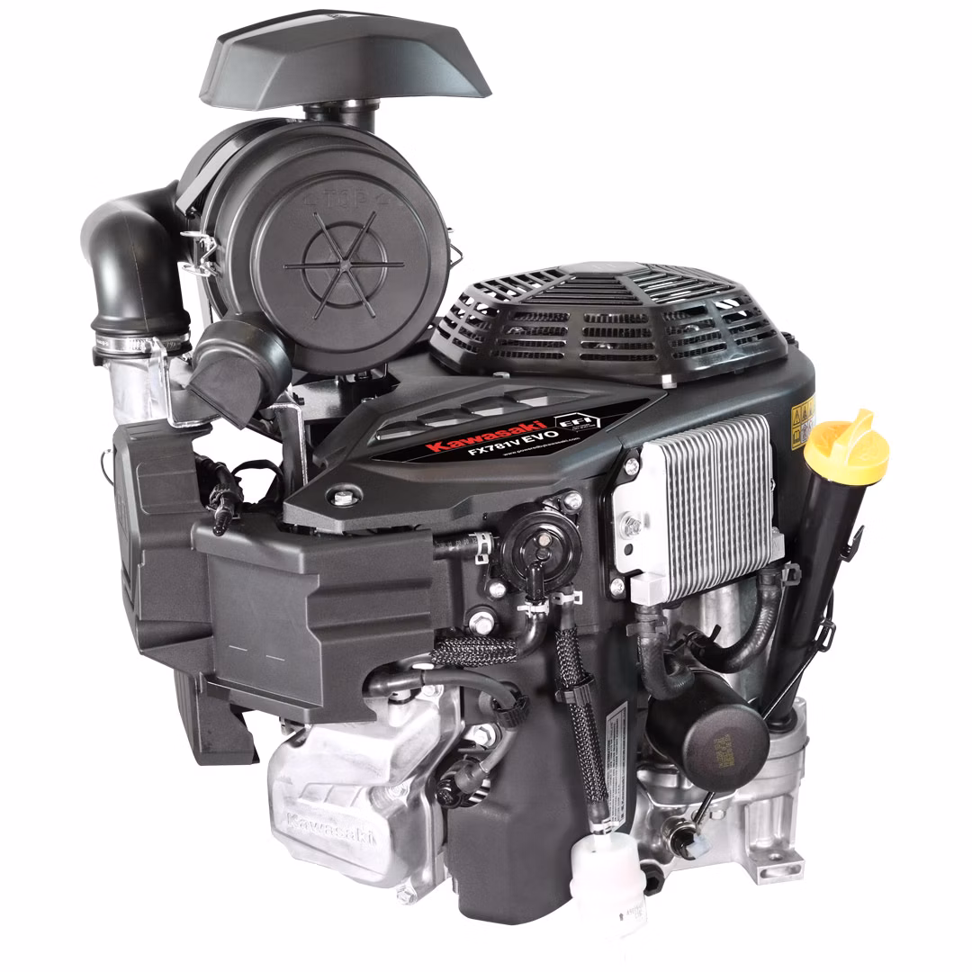 Kawasaki FX781V engine powering Arrowquip 720 zero-turn mower for commercial-grade performance