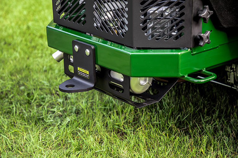 Arrowquip Mowers zero-turn mower hitch plate for attaching accessories and towing tools