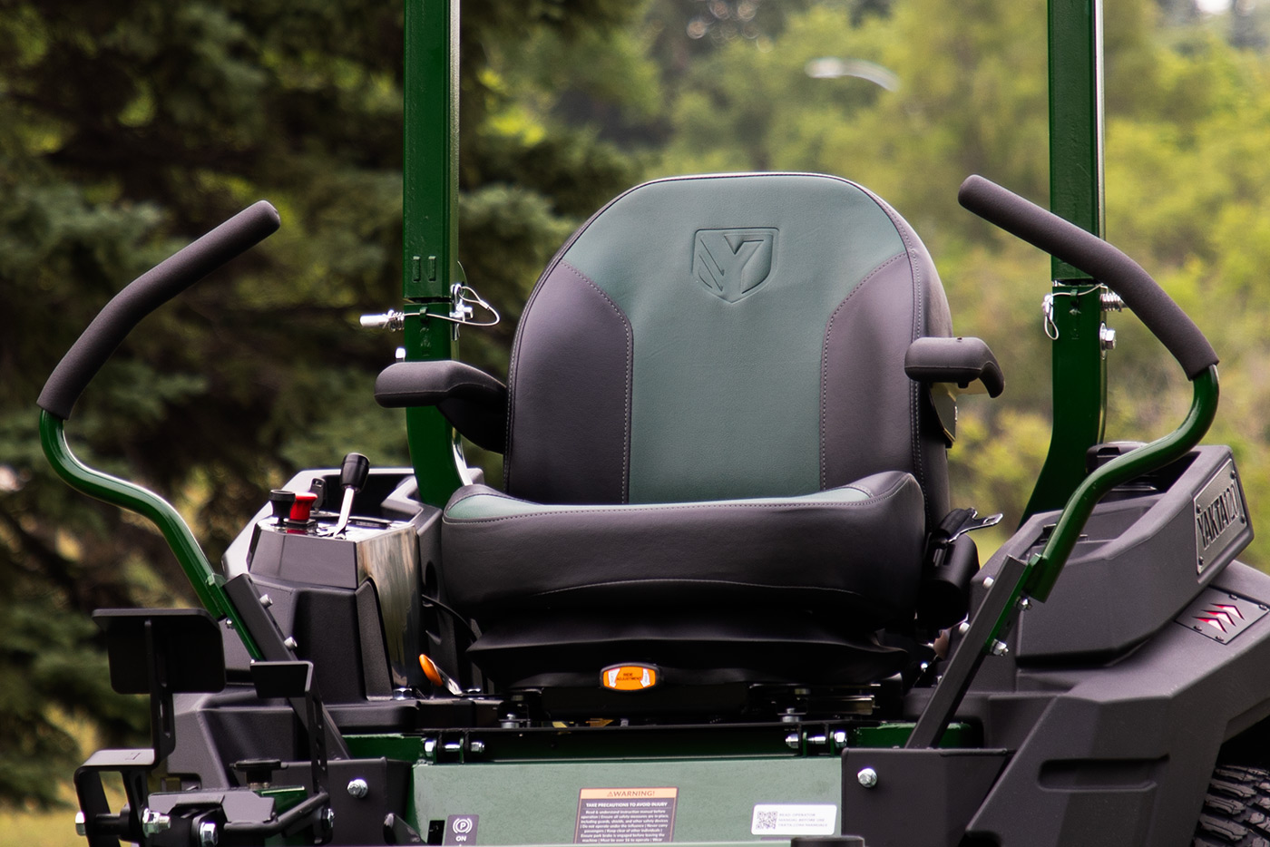 Ergonomic seat on Arrowquip Mowers zero-turn mower designed for comfort, durability, and control