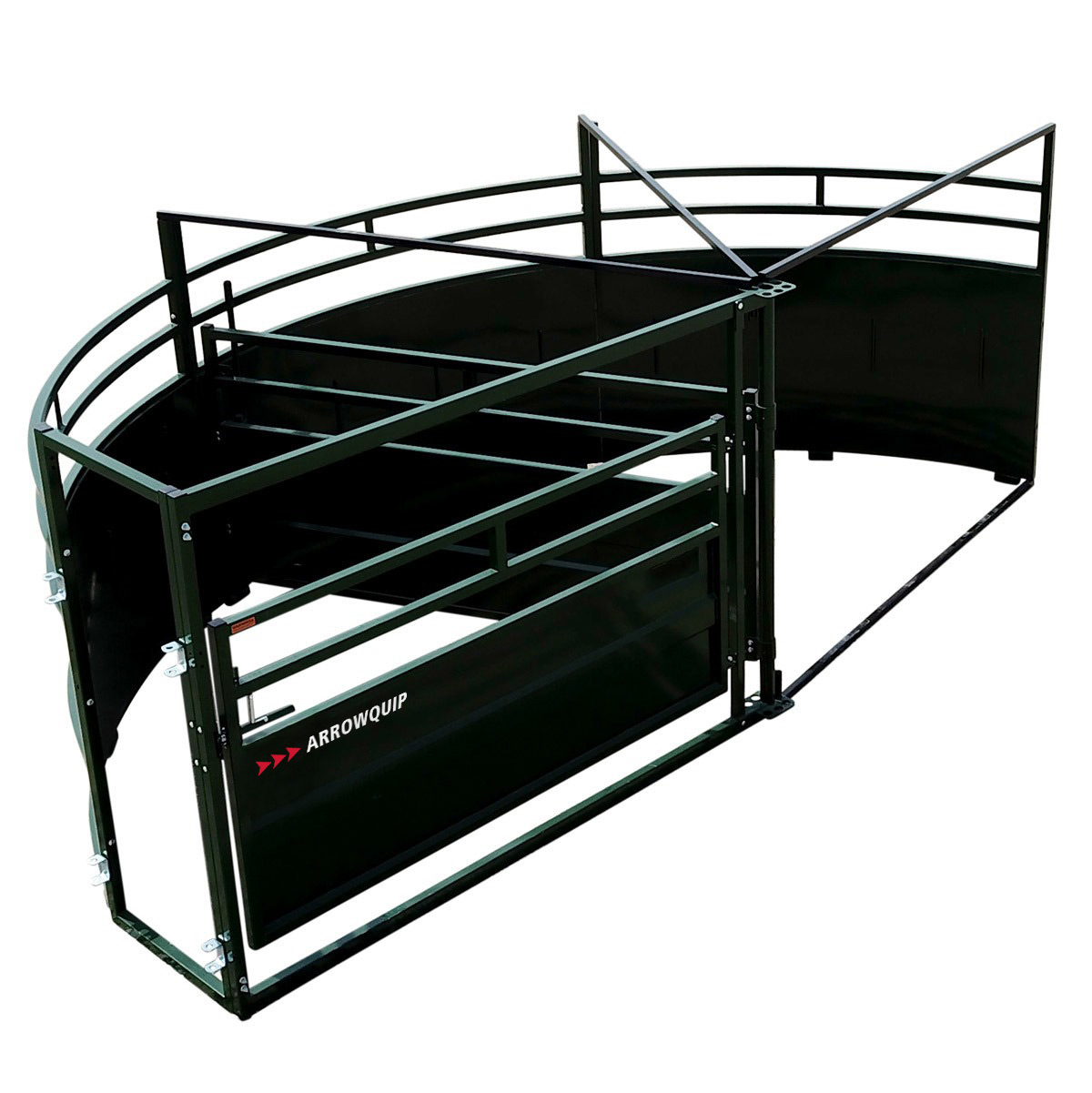 Overhead view of sweep gate in use on cattle crowding tub