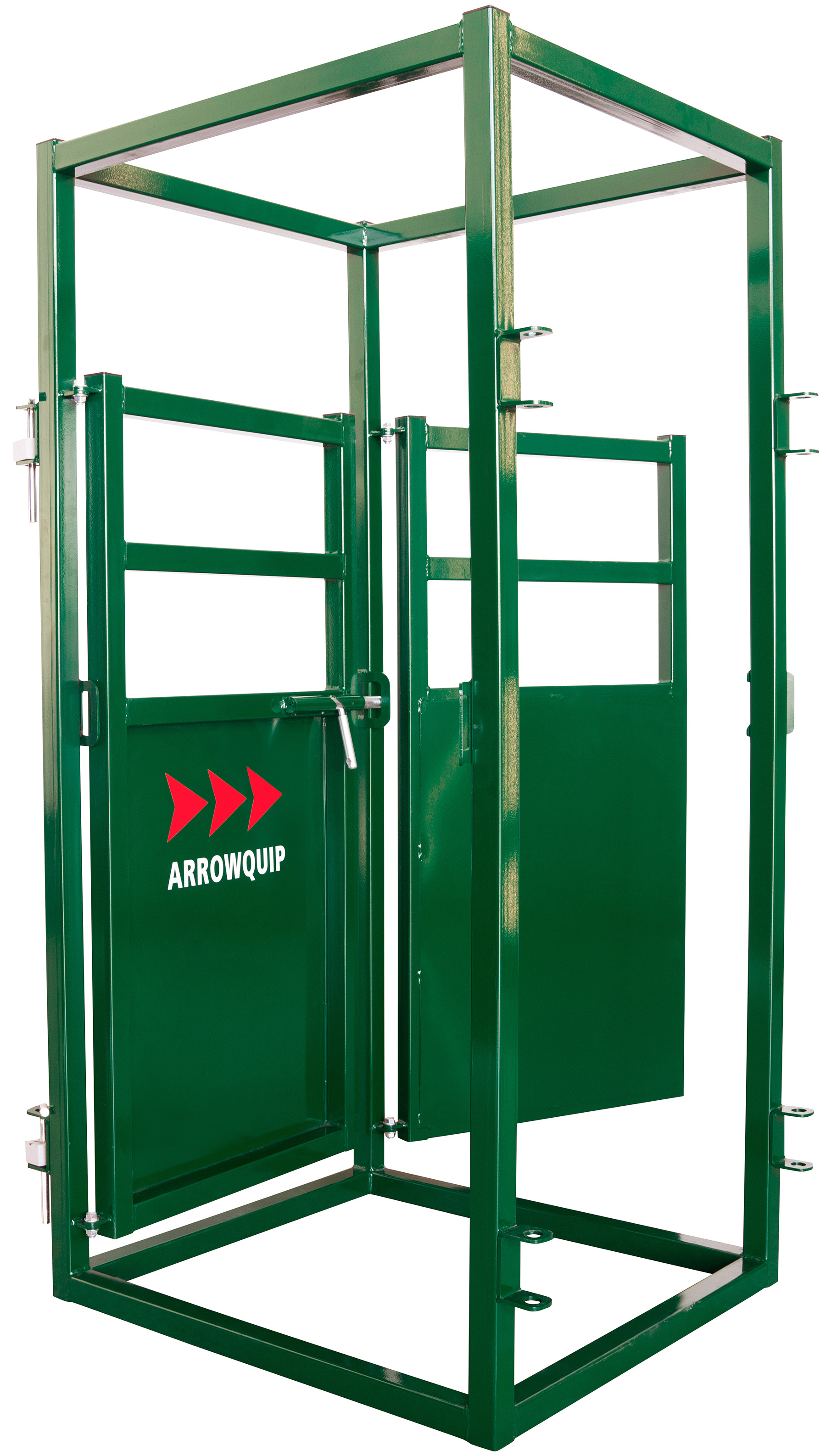 Palpation cage with vet door opened to the inside