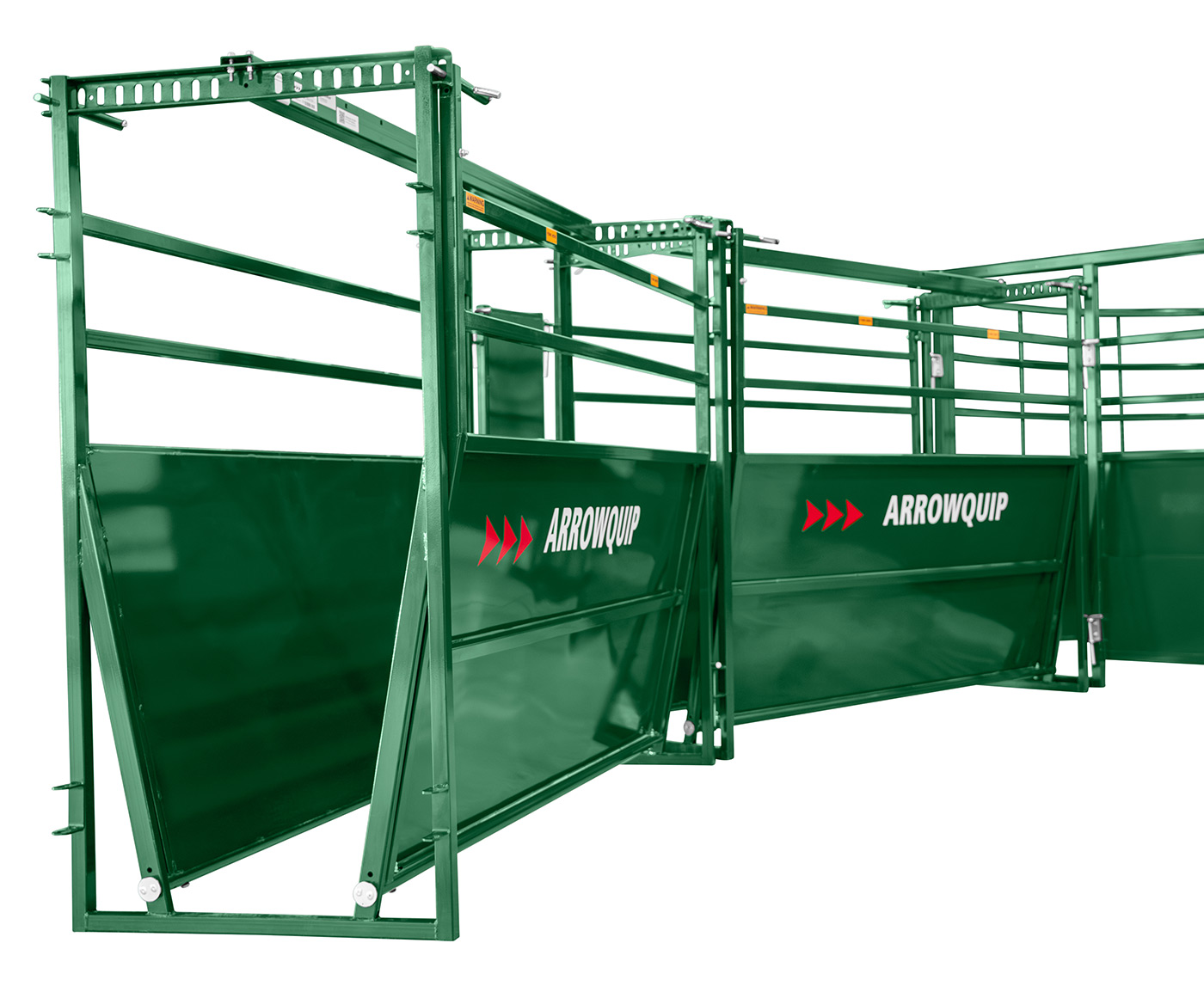 Easy Flow Pro Adjustable Cattle Working Alley connected to cattle tub to work cattle