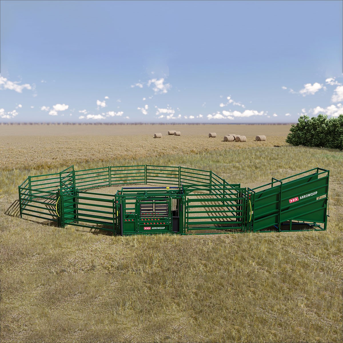 Cattle handling system rendering in field