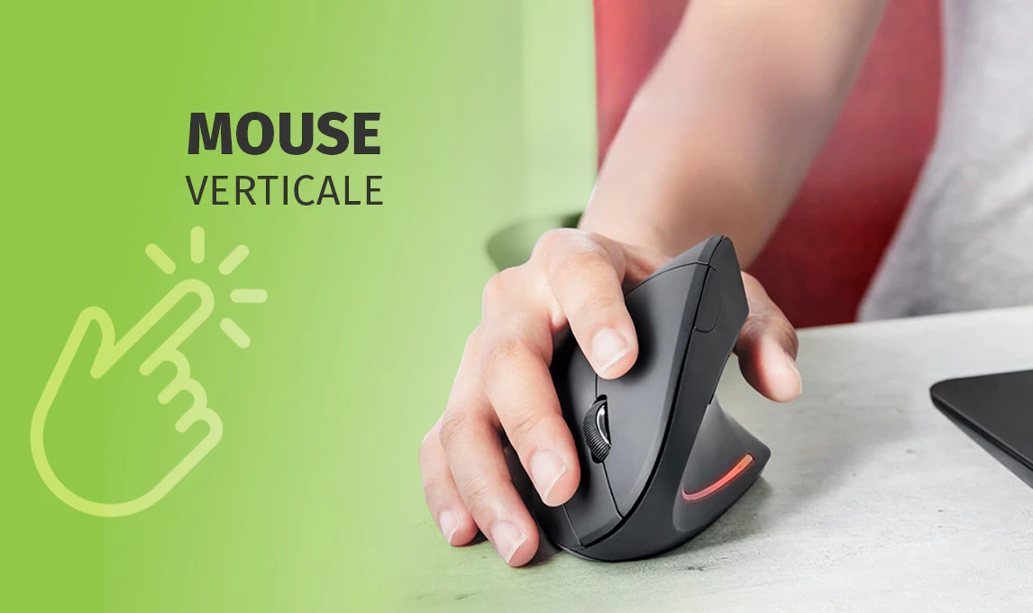 Mouse Da Gioco Verticale Ergonomico Con Cavo USB – Clic Silenzioso, Sensore Ottico Preciso, Illuminazione LED Nero
