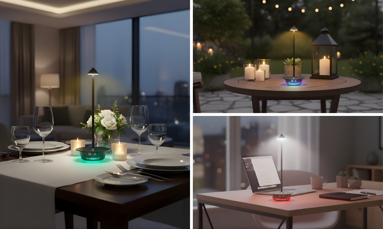 VIWAVE Lampada Da Tavolo Senza Fili Ricaricabile 5200mAh - Luce Calda E RGB, Altezza Regolabile, IP54 Impermeabile