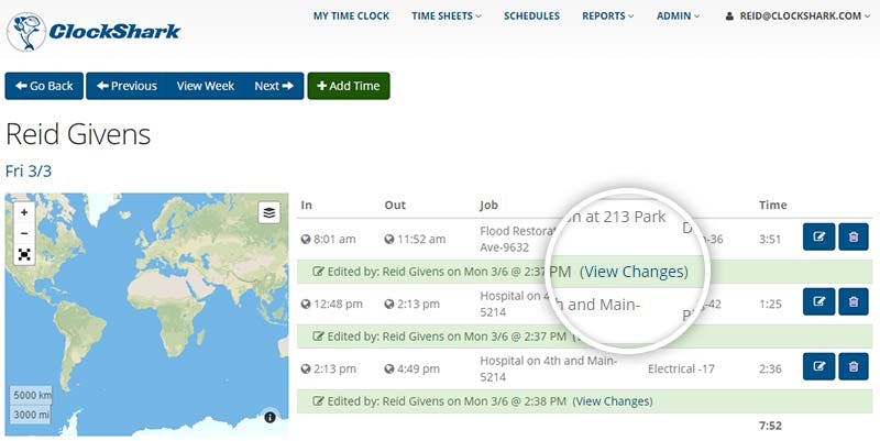 Edited Time Records Are Clearly Marked With Time Tracking Audit Log