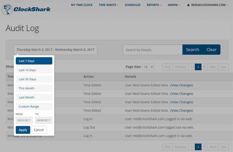 Time Tracking Audit Log