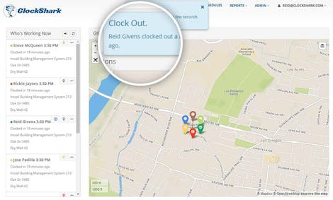 Who’s Working Now feature with GPS Location Who’s Working Now feature with GPS Location