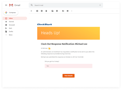 Receive Notifications of Unexpected Responses With Clock Out Questions Receive Notifications of Unexpected Responses With Clock Out Questions