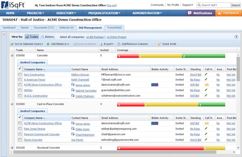 iSqFt Bid Management Software