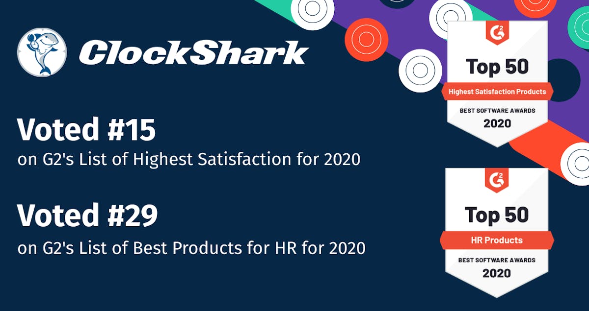 ClockShark Wins Best‌ ‌Software‌ ‌Award 2020 from G2