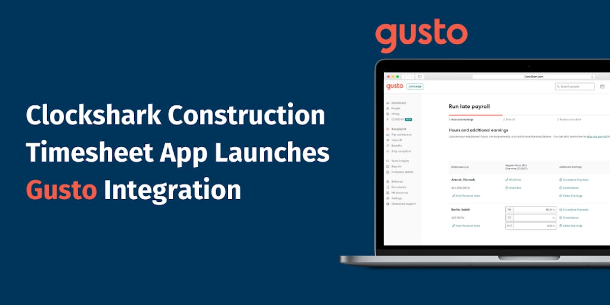 Clockshark Construction Timesheet App Launches Gusto Integration Clockshark Construction Timesheet App Launches Gusto Integration